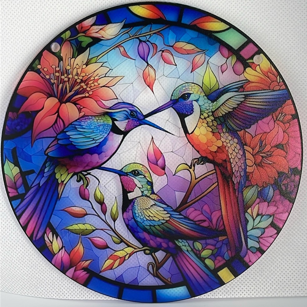 Suncatcher Acrylic Hummingbirds Decorative Floral Home Cottage Decor 6” Gits